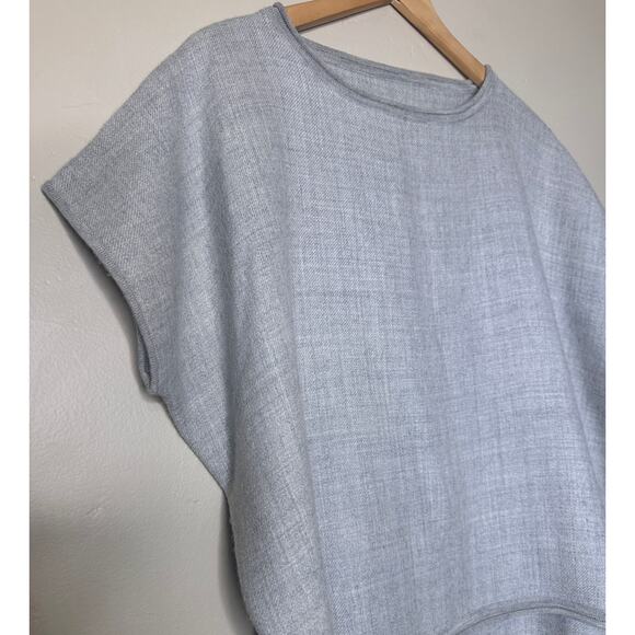 Cuyana Alpaca Gray Boat Neck High Low Top Boxy Oversized Cap Sleeve Petite - Picture 2 of 7